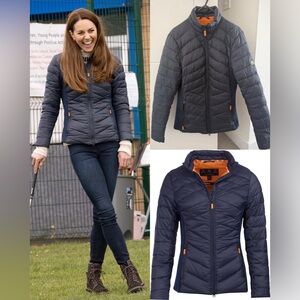 Barbour 'Longshore Quilted Jacket in Navy/Marigold- ASO Kate Middleton -UK10/US6